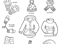 Imagier lié au vocabulaire de l'hiver, les vêtements