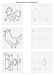 Modèle de dessins à reproduire sur quadrillage, jeu à imprimer, maternelle, GS, 
 CP
