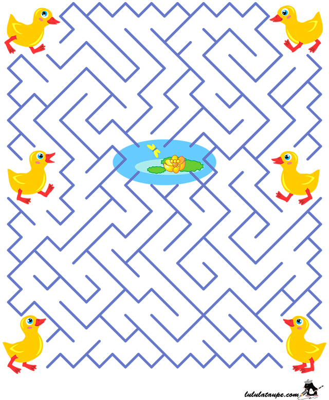 Labyrinthe gratuit à imprimer, les canards