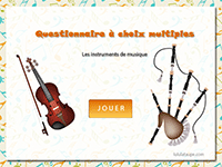 Questionnaire à choix multiples en ligne ; les instruments de musique