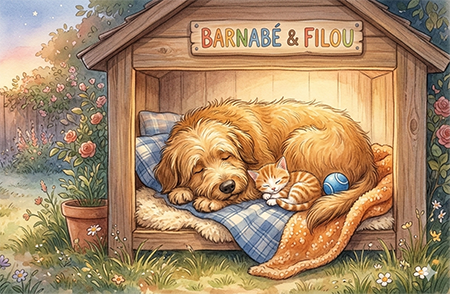 Histoire à lire : Filou let chaton et Barnabé le chein