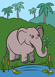 Un éléphant, coloriage à imprimer