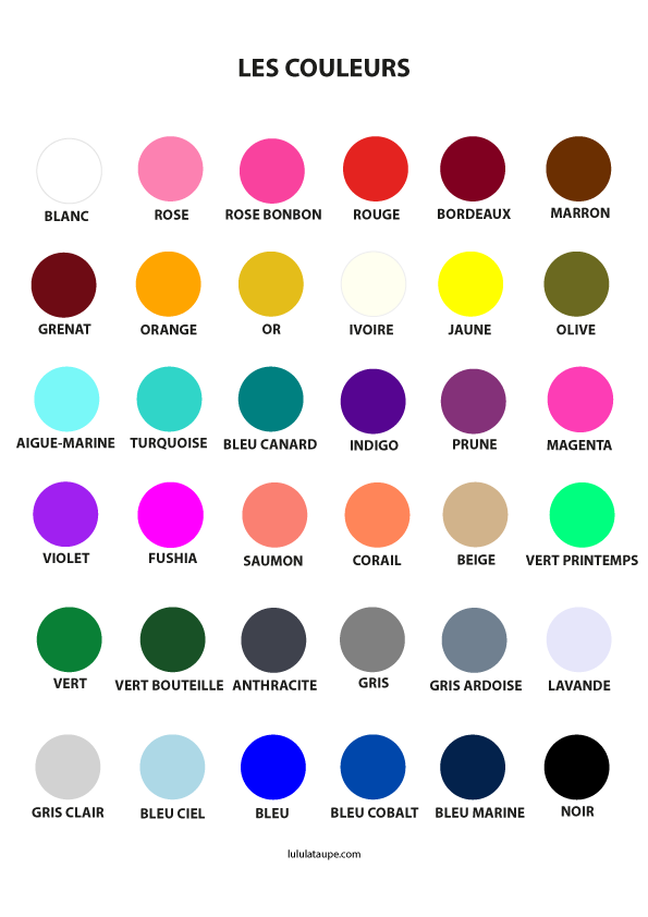 Fiche gratuite à imprimer ou à enregistrer ; les couleurs
