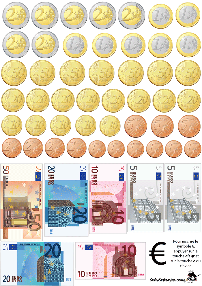 Monnaie : Pièces et billets en euro