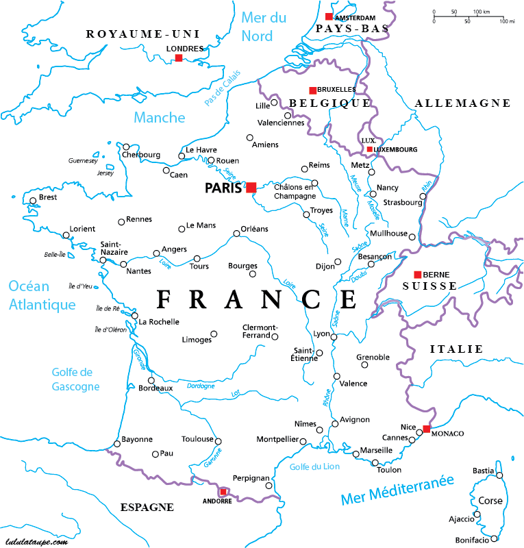 Carte des fleuves de France