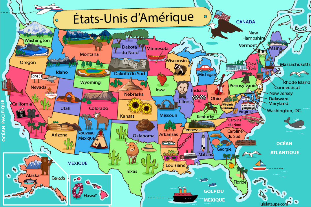 Carte des États-Unis d'Amérique illustrée