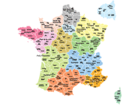 Carte des 13 régions de France à imprimer, départements, préfectures