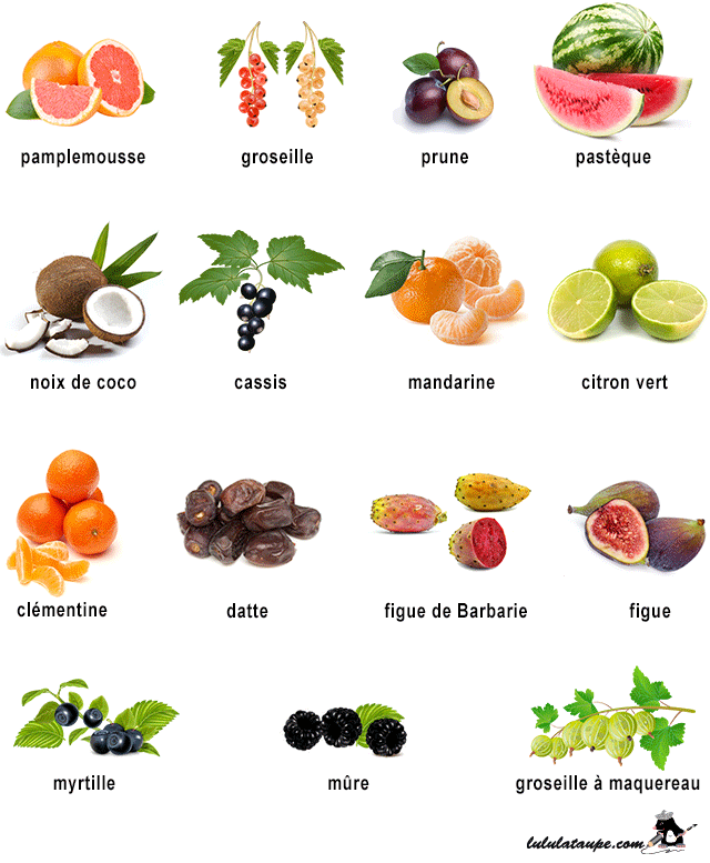 Imagier à imprimer, les fruits