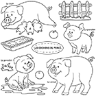 Coloriage les cochons ou porcs : une truie, un verrat et des porcelets