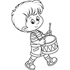 Coloriage à imprimer, un garçon qui joue du tambour.