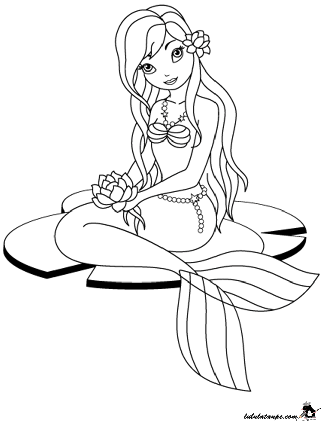 Coloriage Gratuit Une Sirene Assise Sur Un Nenuphar Lulu La Taupe Jeux Gratuits Pour Enfants