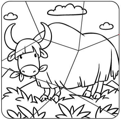 Solution du puzzle à découper, le yak
