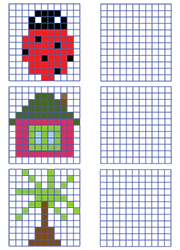 Reproduire sur quadrillage, exercice pour enfants de 6 ans et plus