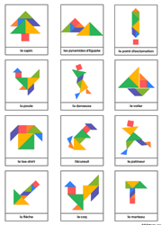 Dessins divers en couleur pour jeu tangram à imprimer gratuitement
