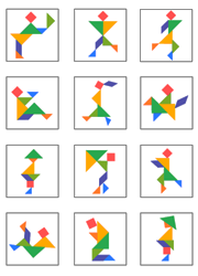 Modèles de personnages pour jeu tangram à imprimer en couleur