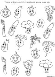 Les légumes, jeu d'observation à imprimer enfants de 5 ans et plus