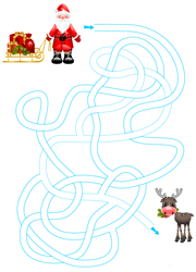 Jeu de labyrinthe gratuit, le Père Noël et son renne