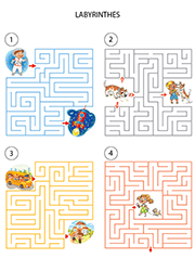 Jeu de labyrinthe avec solution, enfants de 5 ans et plus