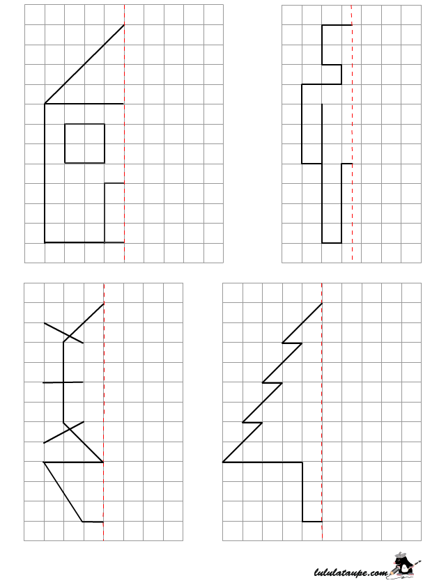 Reproduire un dessin par symétrie axiale sur quadrillage