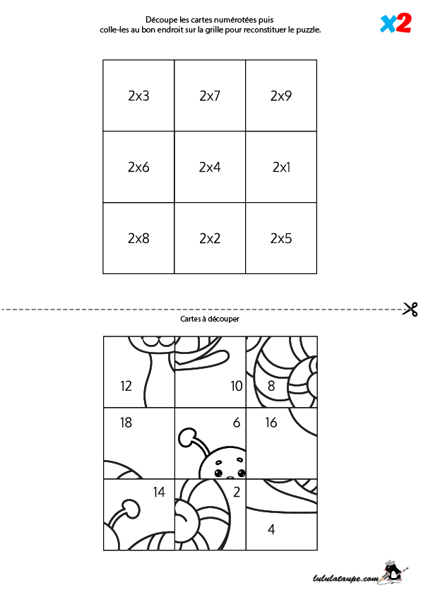Exercice ludique pour apprendre la table de multiplication par 2