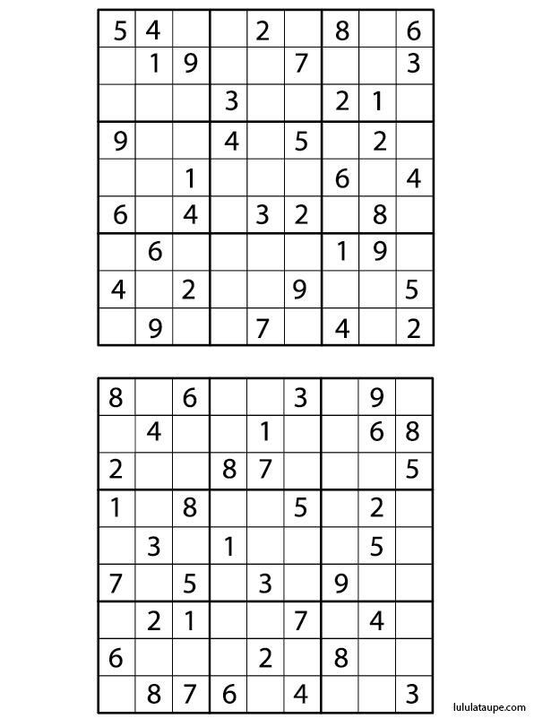 Grilles de Sudoku Ã  imprimer avec solution - Lulu la taupe