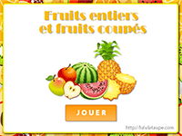 Jeu en ligne, associer les fruits entiers et les fruits coupés