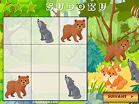 Sudoku simple pour maternelle, les animaux de la forêt