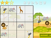 Sudoku simple pour maternelle, les animaux de la savane